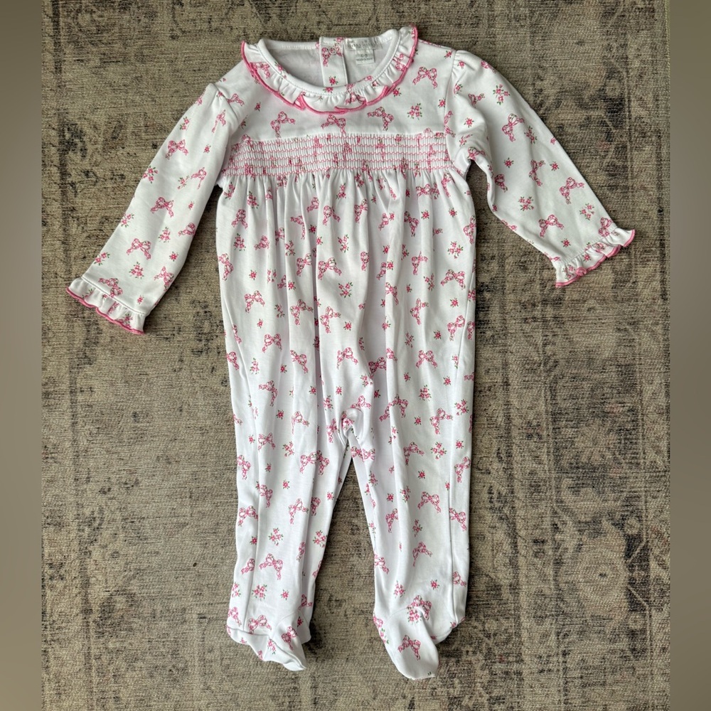 Kissy Kissy Blooming Bows Pink Footie Size 6-9 Months